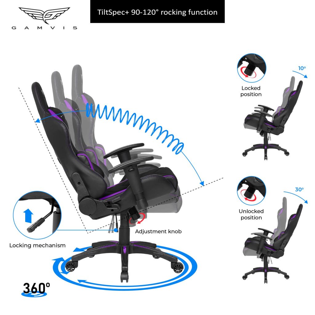 Gamvis EXPERT Fabric Gaming Chair - Black/Plum Purple