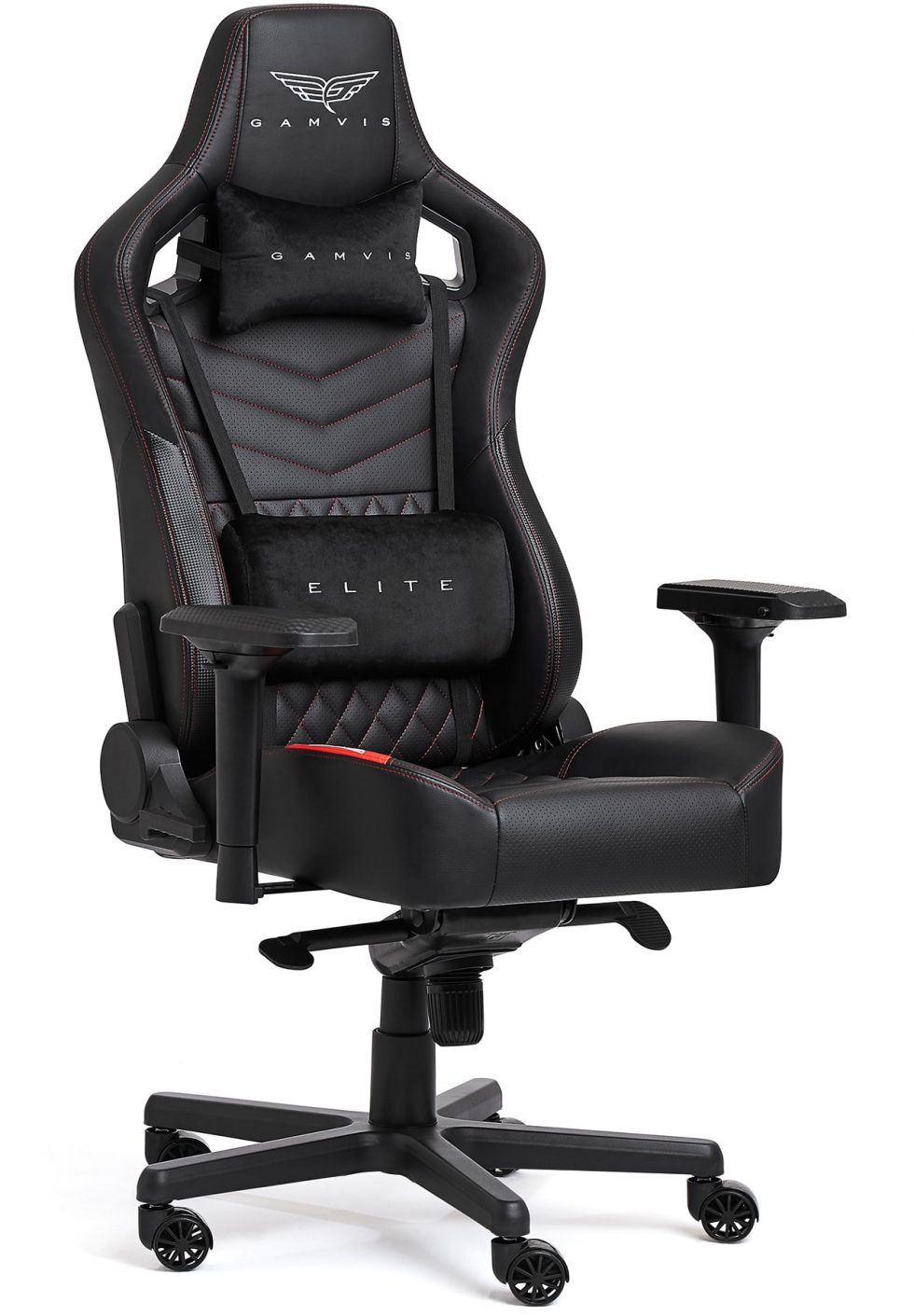 Gamvis Elite gaming chair quilted leather black red