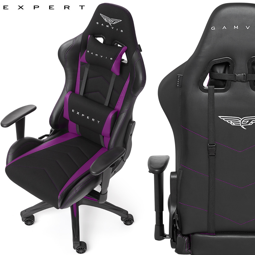 Gamvis EXPERT Fabric Gaming Chair - Black/Plum Purple-min